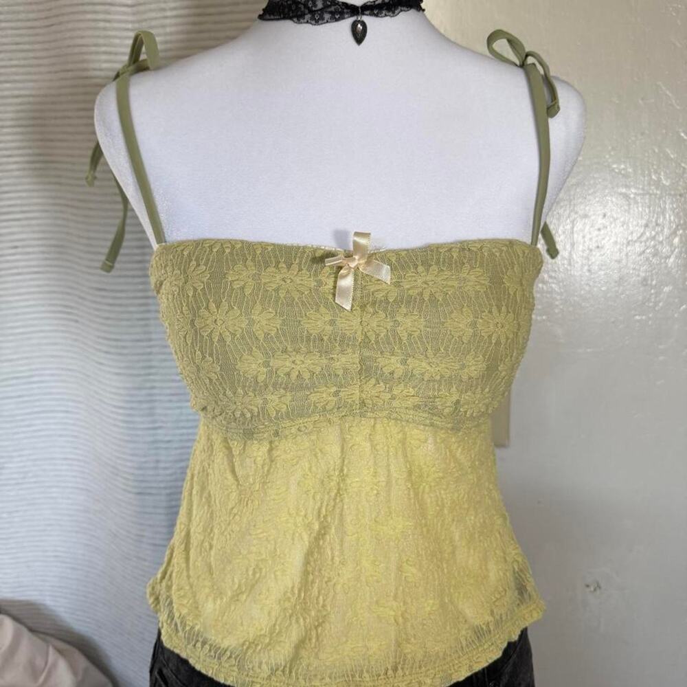 Zaful Lime Green fairycore lace cami simsuit top